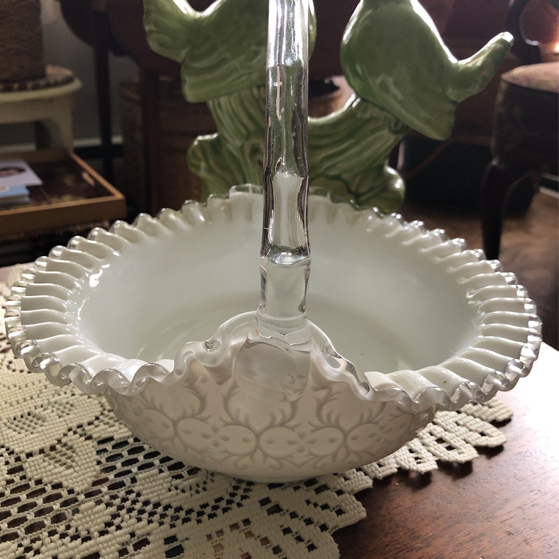 Fenton, Beautiful Spanish Lace Large Candy Dish