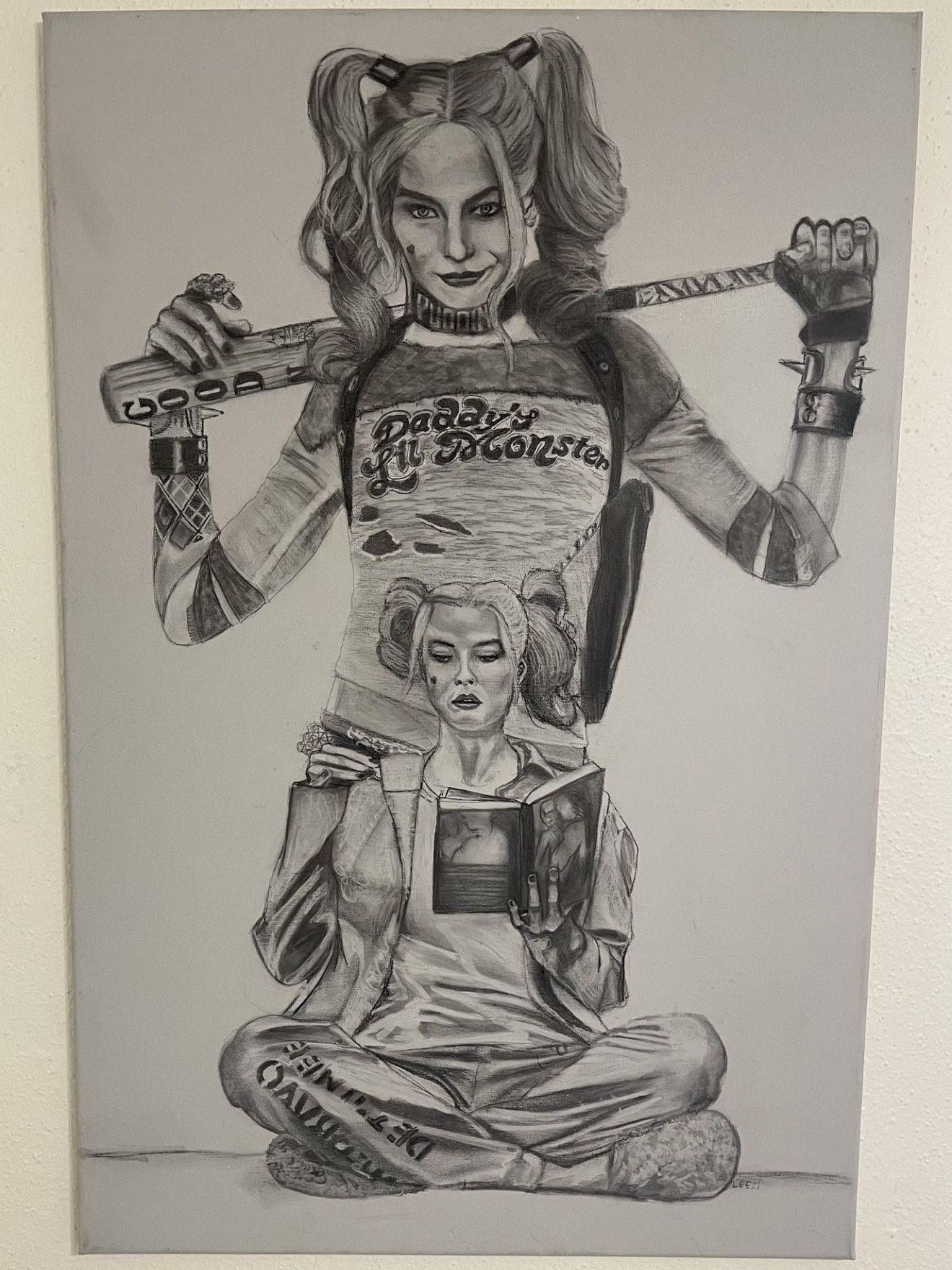 Hand Drawn Harley Quinn Art Canvas