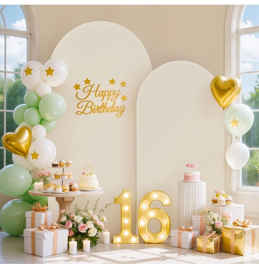 Beige Arch Backdrop Cover Set of 2 Wedding Arch Covers Stretchy Backdrop Decorations Baby Shower Bridal Shower Photo Birthday Party Beige Arch Stand C