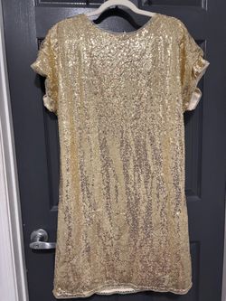 Gold Sequin Short Sleeve Mini Dress