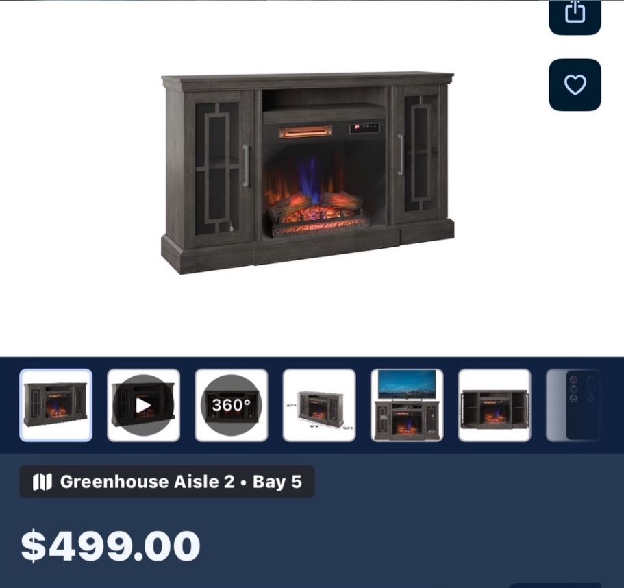 Elegant Electric Fireplace with Realistic Flame Display – Like New!