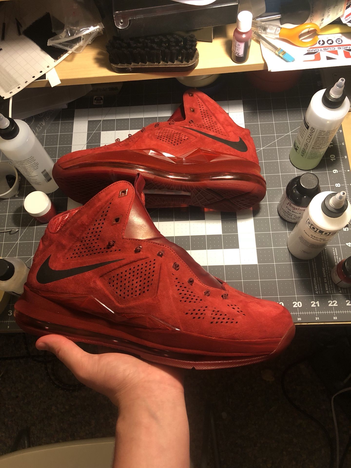 Custom LeBron 10 "Red Suede"