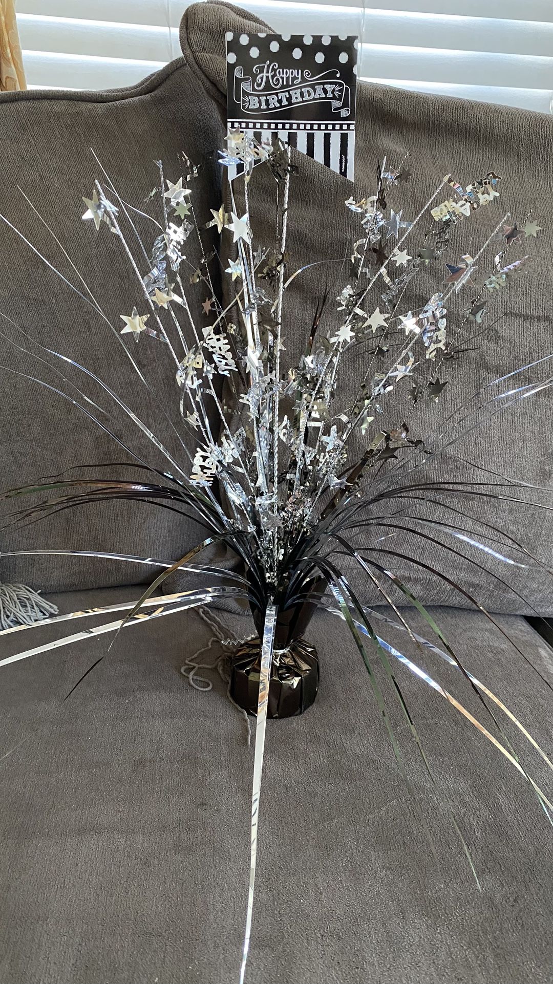 18 In. METALLIC BLACK & SILVER BIRTHDAY SPRAY CENTERPIECES 