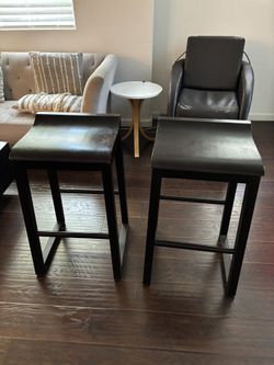 Quality Hardwood Barstools (Pair)