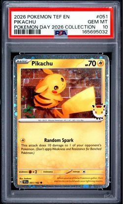 PSA 10 Pikachu Pokemon Day Stamped Promo TEF #051