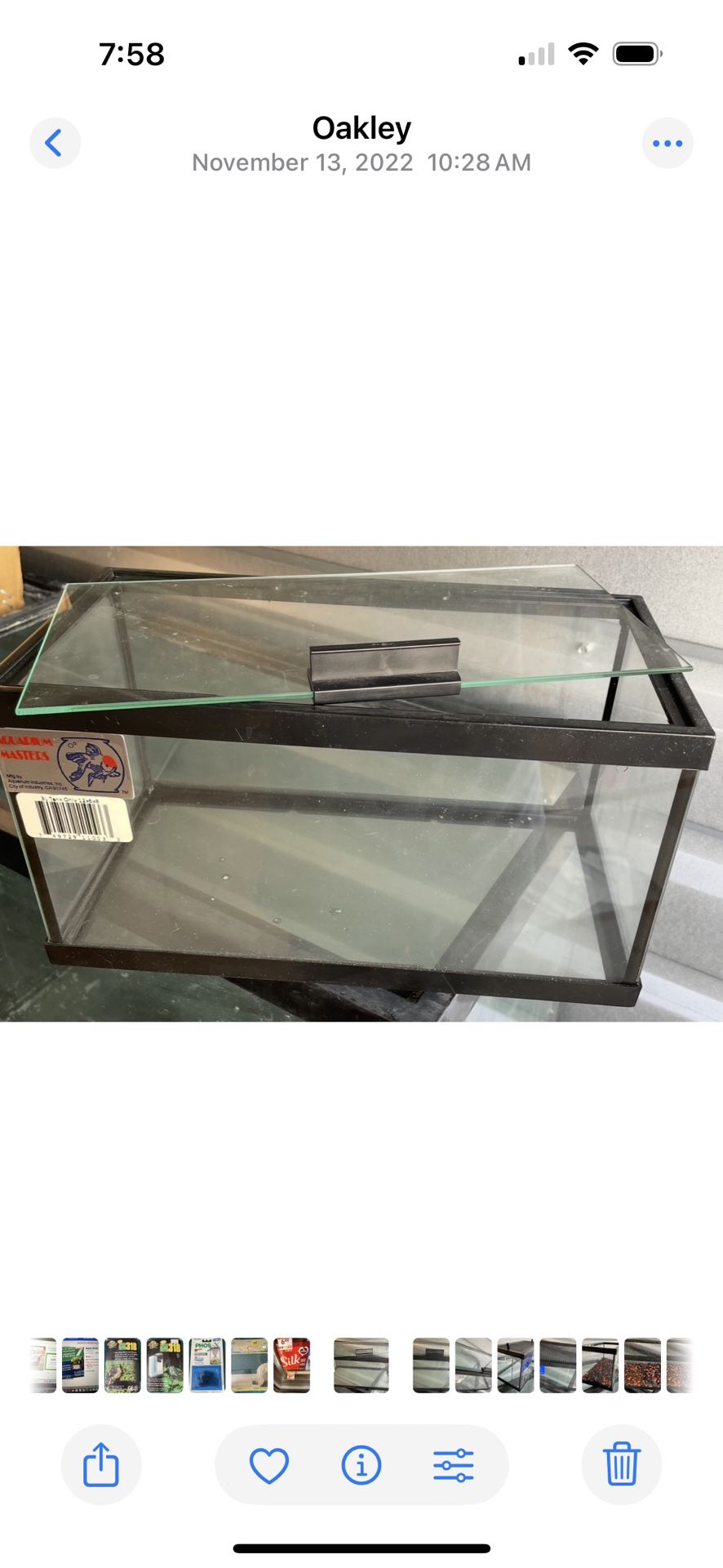 2 Gal Glass Aquarium Fish Tank Used VG Condition