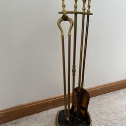 Antique Brass Fireplace Tool Set