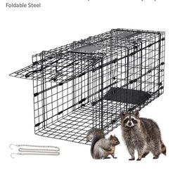 Live Animal Trap, 32”x13”x11” Large Racoon Traps Cage for Groundhog/Stray Cats/Rodent Humane Catcher Indoor & Outdoor Detachable into 16" Small Box Tr