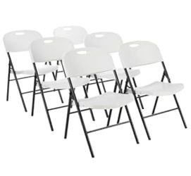 White and black plastic foldable chairs