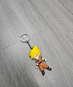 BRAND NEW DRAGON BALL Z SUPER SAIYAN GOKU DOUBLE SIDED RUBBER RING RUBBER KEYCHAIN KEY TAG RINGS