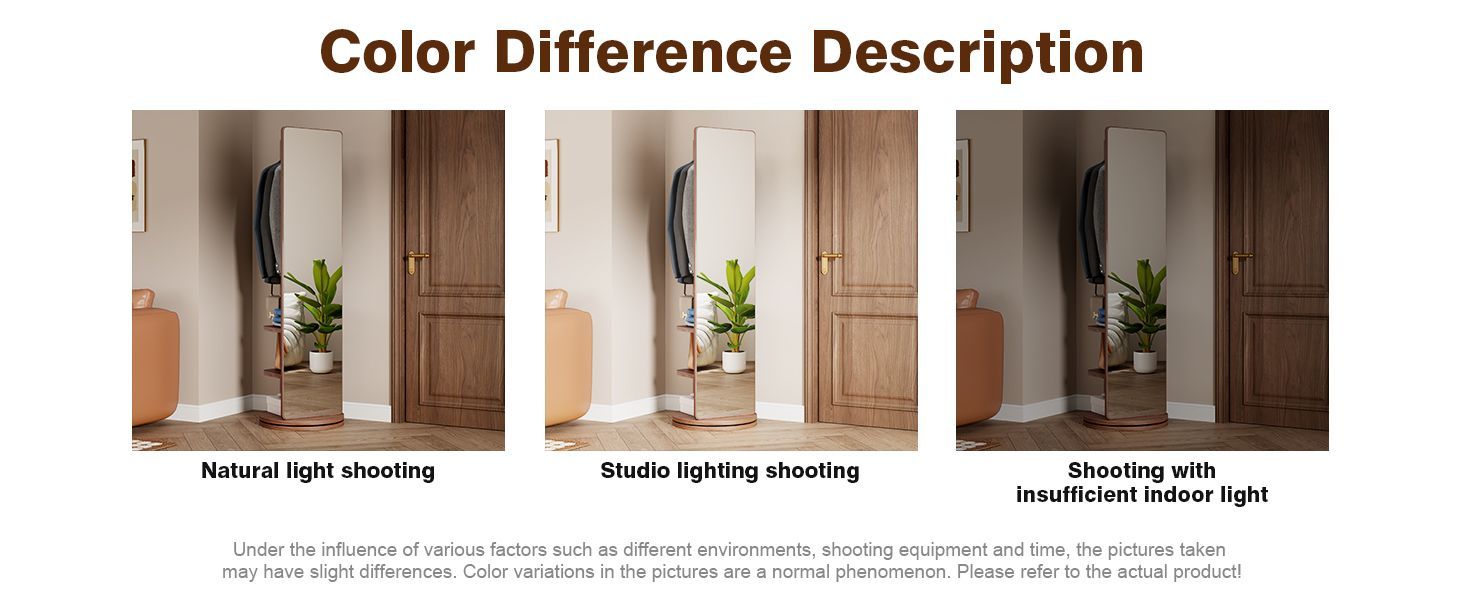 360° Rotating 69x16 Multifunctional Full Length Mirror with Hook Storage Rack Coat Rack with Mirror Solid Wood Floor Mirror Bedroom Living Room Cloakr