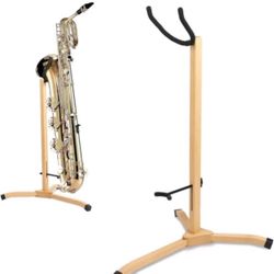 Saxophone Stand for Baritone/Tenor Saxophones, Wooden Sax Floor Stand Holder