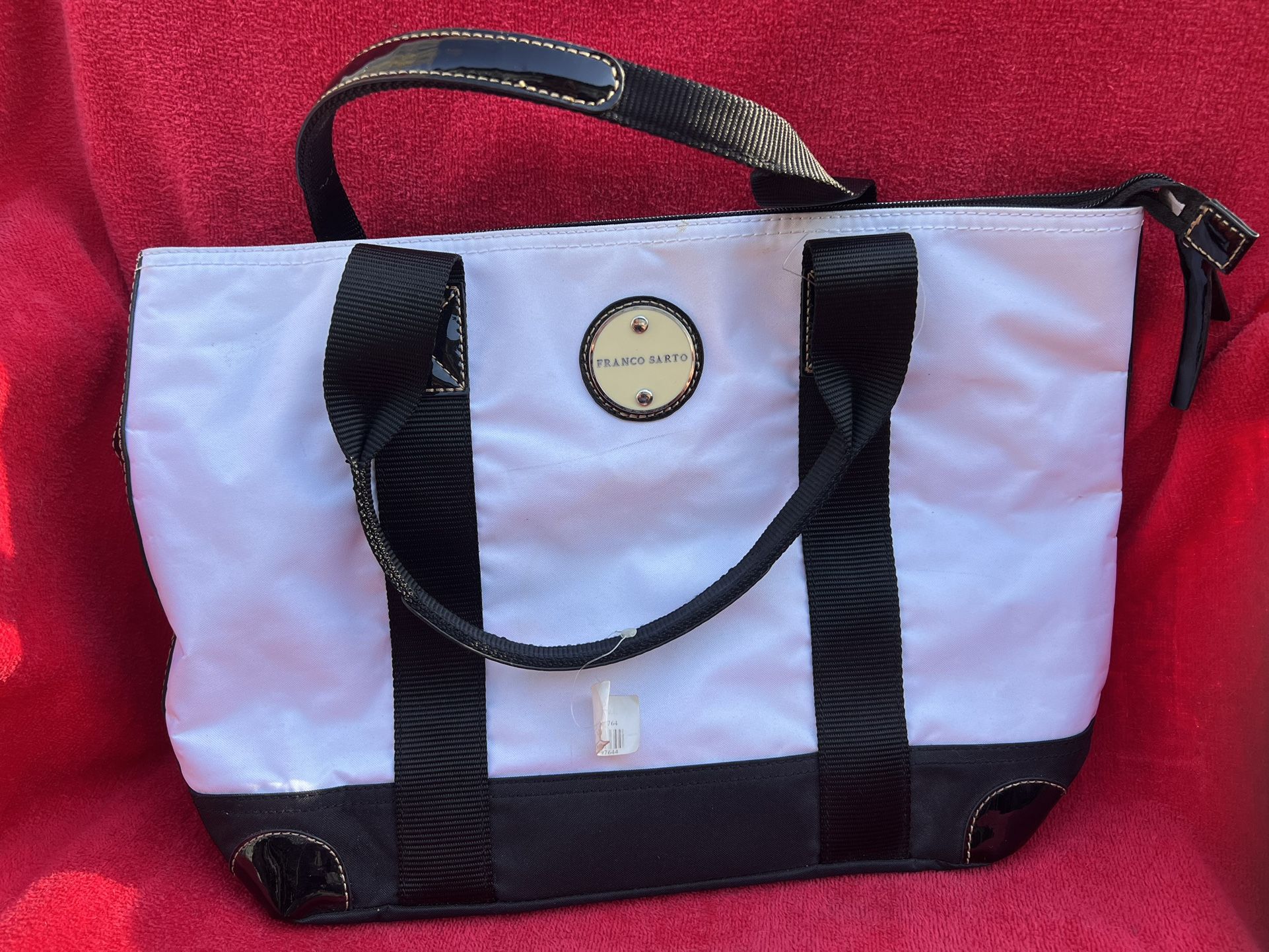 NEW Franco Sarto Black White Tote Handbag Purse Fashion Bag
