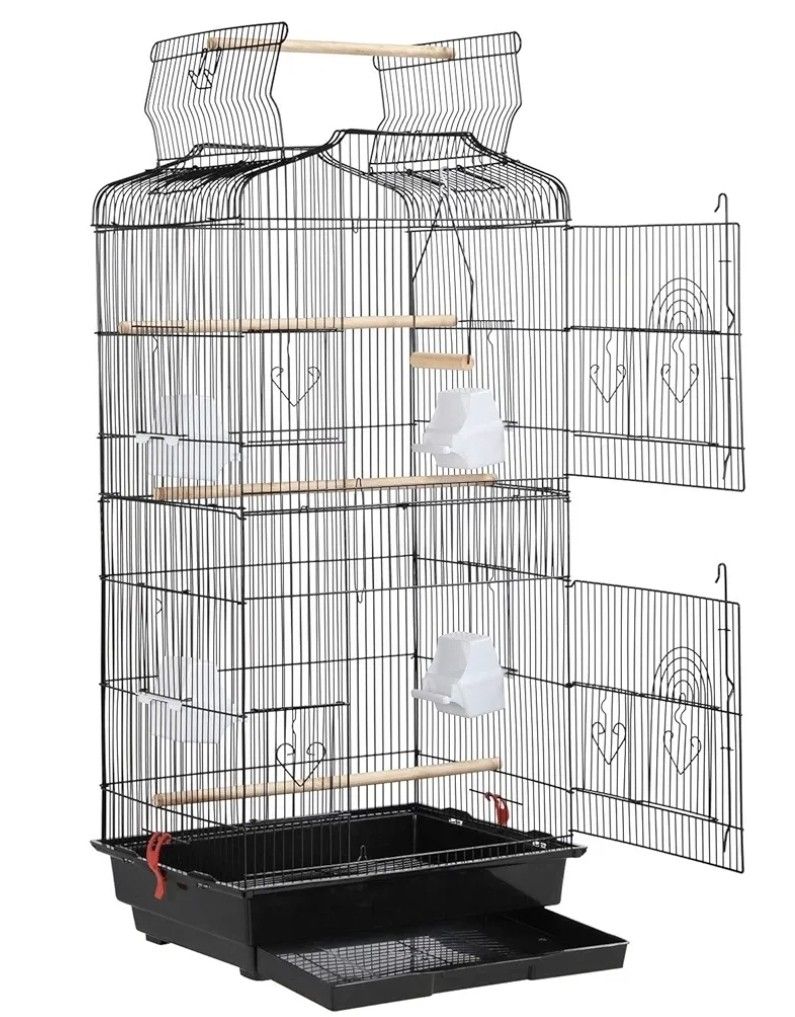 YAHEETECH - Jaula para aves y pájaros, tamaño mediano con parte superior abierta, 41 pulgadas