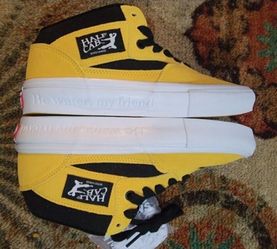 Vans x Bruce Lee Men's Skate Half Cab Black Yellow Suede Canvas shoes Size 6.5