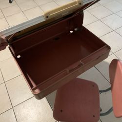 Vintage Industrial 70s 80s Student School Steel Desk Child Play End Table