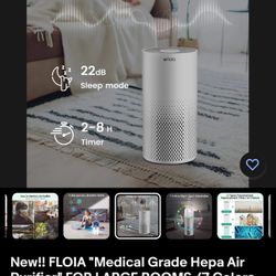 FLOIA "Medical Grade Hepa Air Purifier" FOR LARGE ROOMS /7 Colors Lights