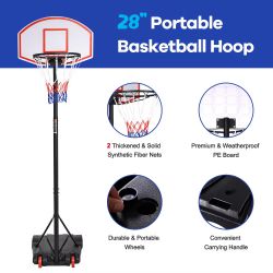 Costway Adjustable Basketball Hoop System Stand Kid Indoor Outdoor Net Goal w/Wheels