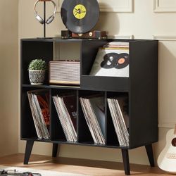 Retro Black Turntable Table for Music Room or Living Room