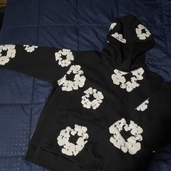 white on black denim tears hoodie