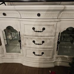 Elegant White Display Cabinet / Sideboard with Glass Doors & Drawers ✨