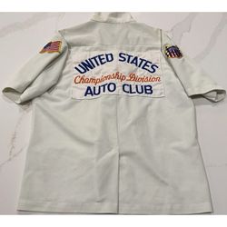 Vtg Racing Pit Crew Mechanic Shirt Of Dick Thompson US Championship Auto Club