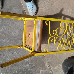 Antique Solid Iron Chair Rare Yellow Color
