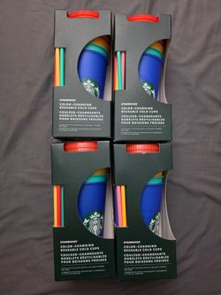Starbucks Color-Changing Reusable Cold Cups Set x4