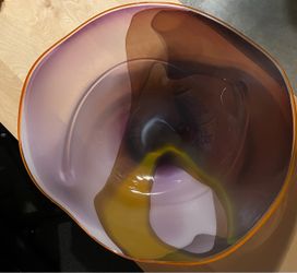 Large Art Glass Bowl Multicolor