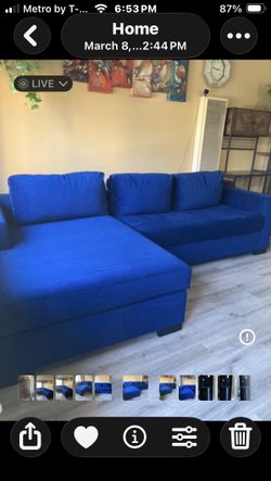 Royal Blue Velvet Couch