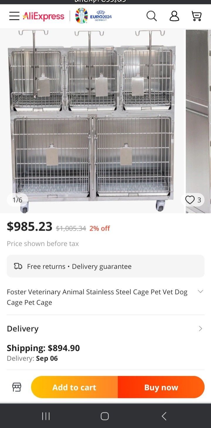 Stainless Steel Stacking Cages For Veterinarian Or Groomer.