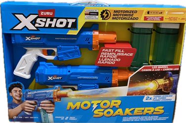 Zuru X-Shot Turbo Stream Motor Soaker 2-Pack LED Fast-Fill Water Blasters 7m