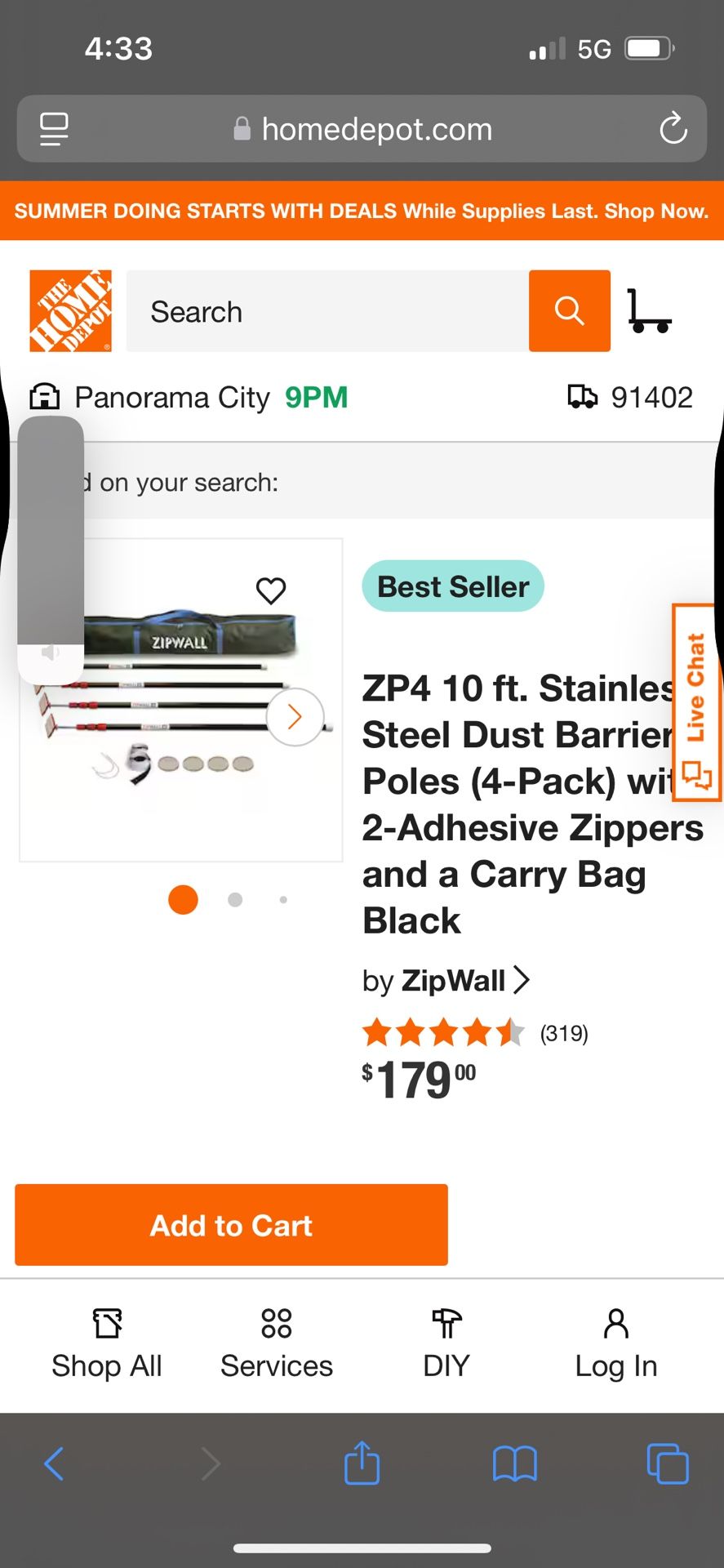 Zipwall Poles