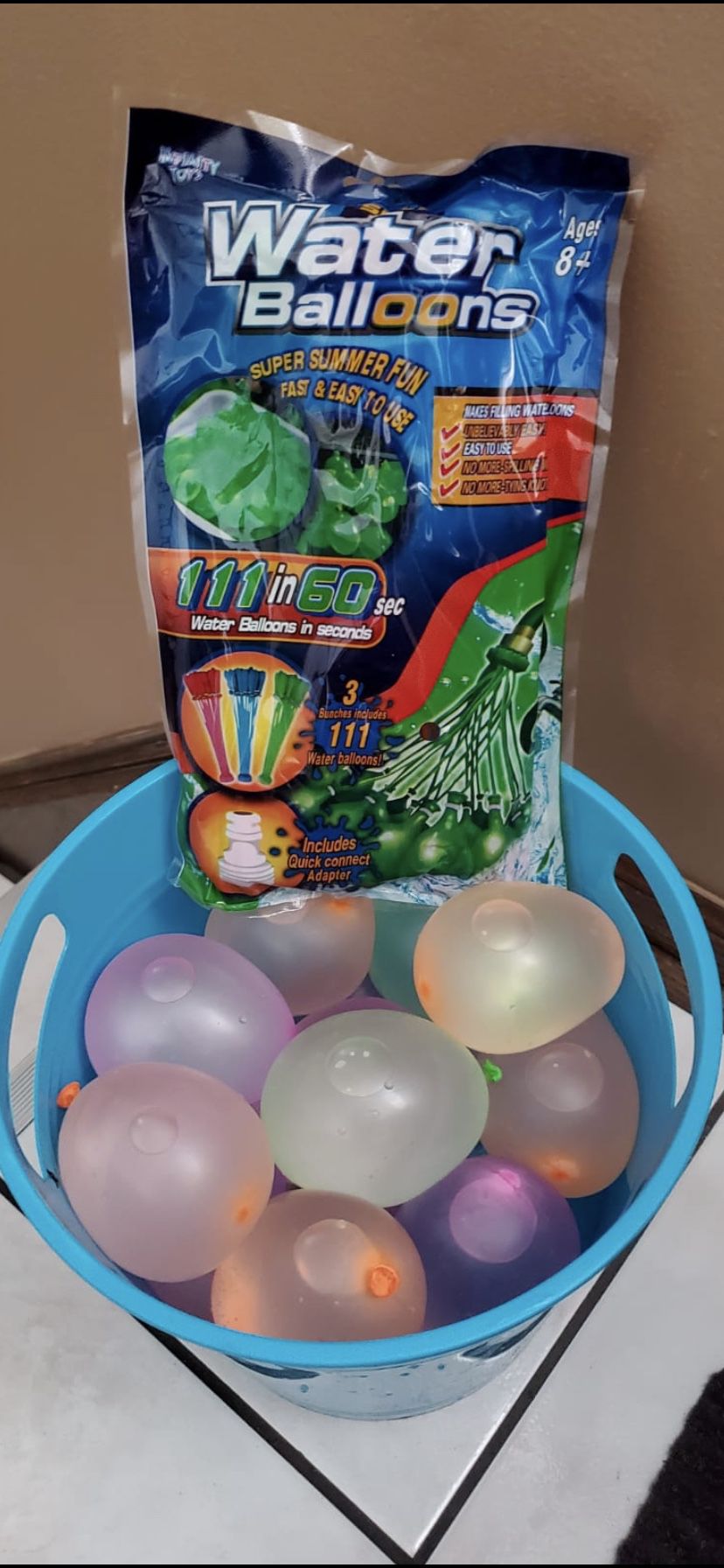 5 packs of Self Sealing Water Balloons each has 111 pcs.