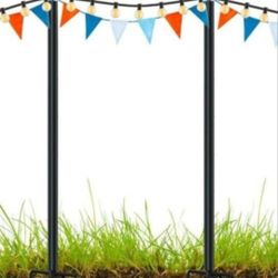 2 PCK STRING LIGHTING  POLES 9.5 Ft FOR OUTDOOR PARTIES.