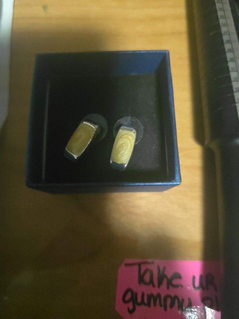 Yellow Stud Earrings Stainless Steel 