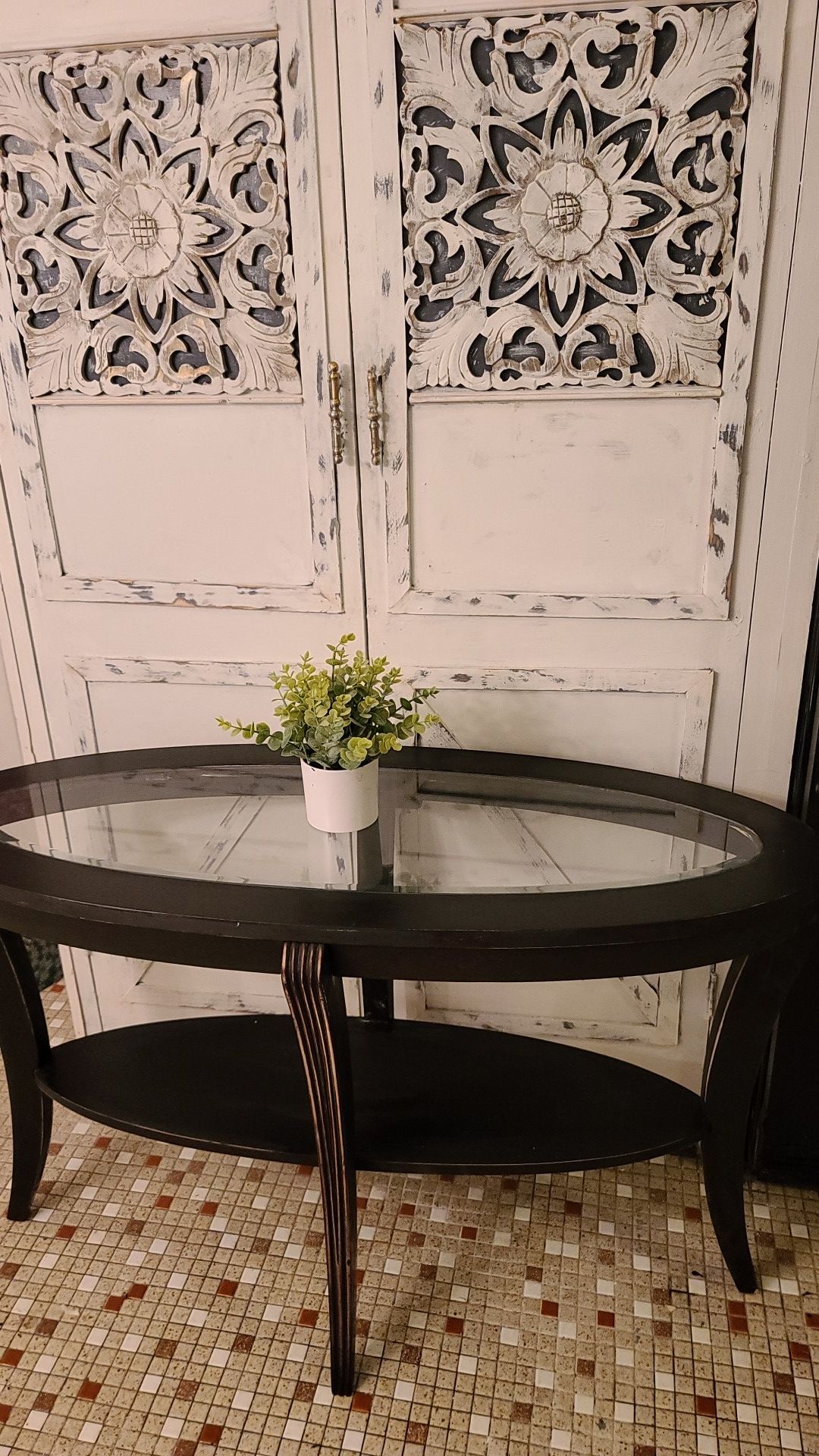 CUTE GLASS ENTRY OR SOFA TABLE