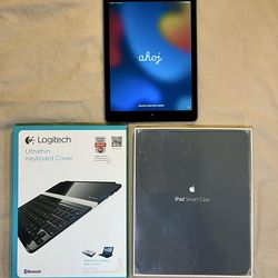 *LOCKED* Apple A1567 iPad Air 2nd Gen/Logitech Keyboard Cover/iPad Case Bundle