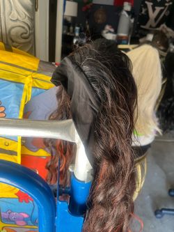 Long Wavy Headband Wig with Red Highlights