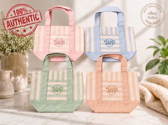 Trader Joe's Canvas Striped Mini Totes S/4