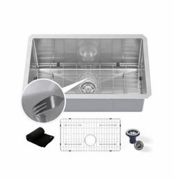 Undermount Embossed Kitchen Sink, 32x19”, Scratch-Resistant 3D Microbead Finish, Single Bowl Stainless Steel, 10" Deep, Easy-Clean