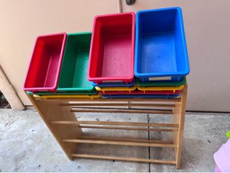 Kids Storage Rack with Color Bins