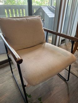 Mid-Century Accent Chair with Metal Frame