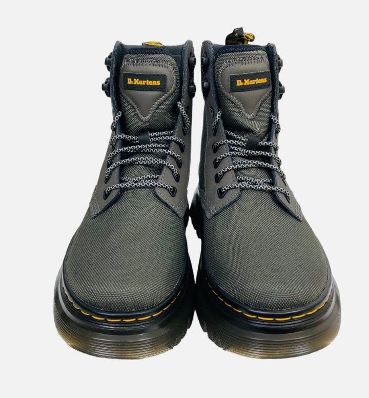 DR. Martens Tarik Gun Metal Gray Lace-up Military Combat Boots, Men's Size 12