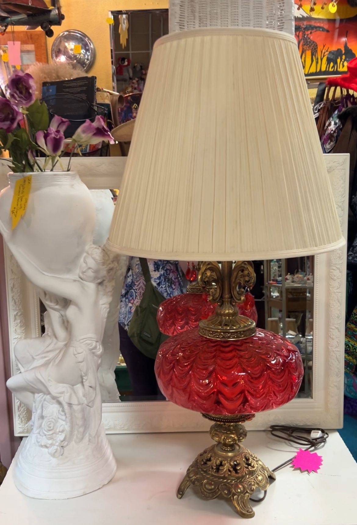 Fenton Hollywood Regency Cranberry Glass Lamp