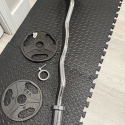 Curl Bar And Weights 