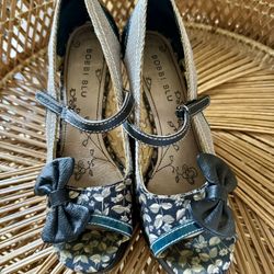 Bobbi Blu Lublla Women Mary Jane Heel Shoes Brown Fabric Size 7 Medium