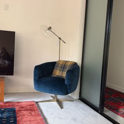 MCM Chair With Beautiful Blue Color Velvet Fabric 