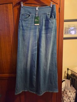 NWT Halara High-Waisted Wide Leg Denim Look Pants - Elastic Waist Comfort Medium