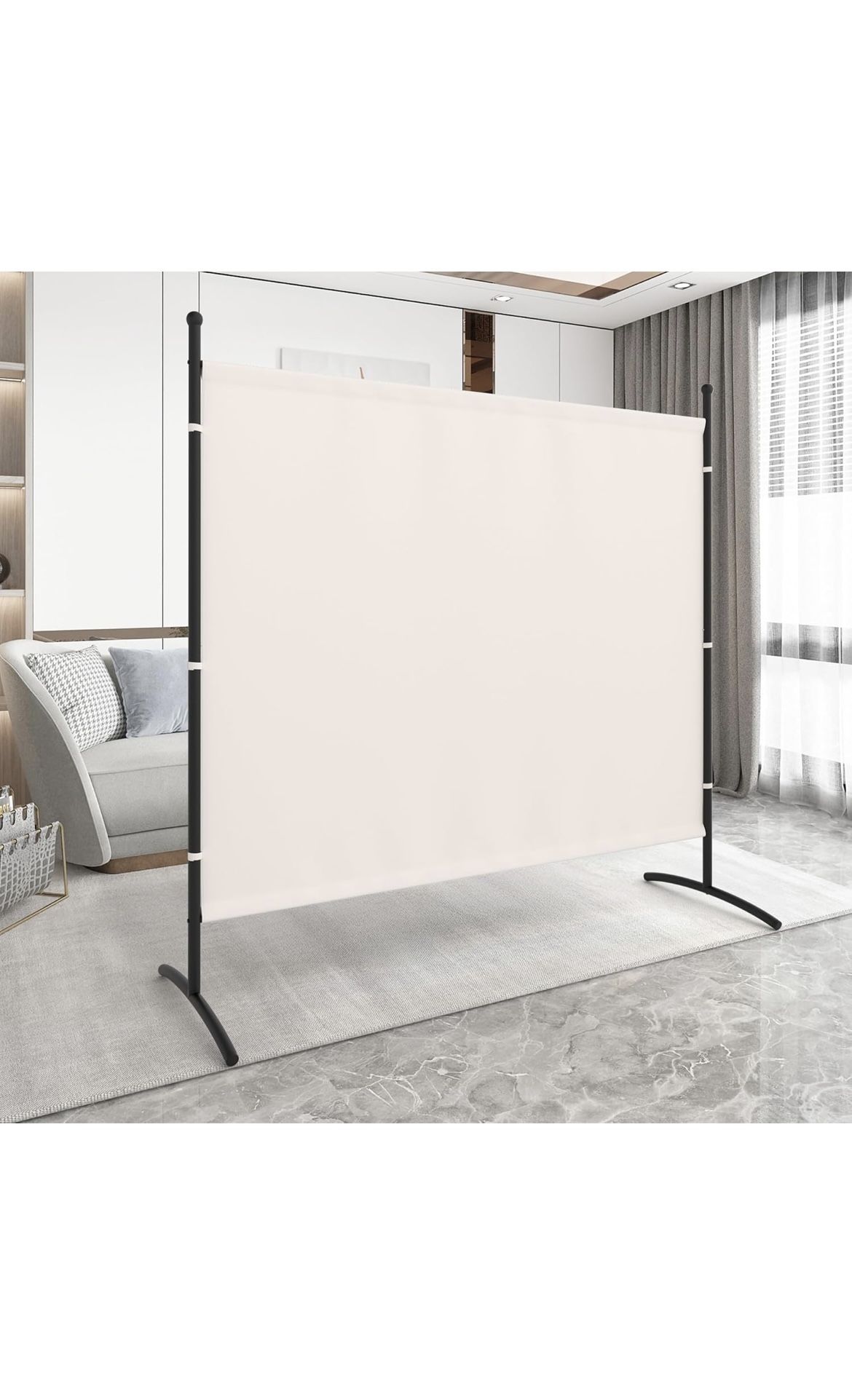 Portable, foldable, separating, with 2 Metal Feet, Partition Room Dividers, for Office, Bedroom. White. 3 pack